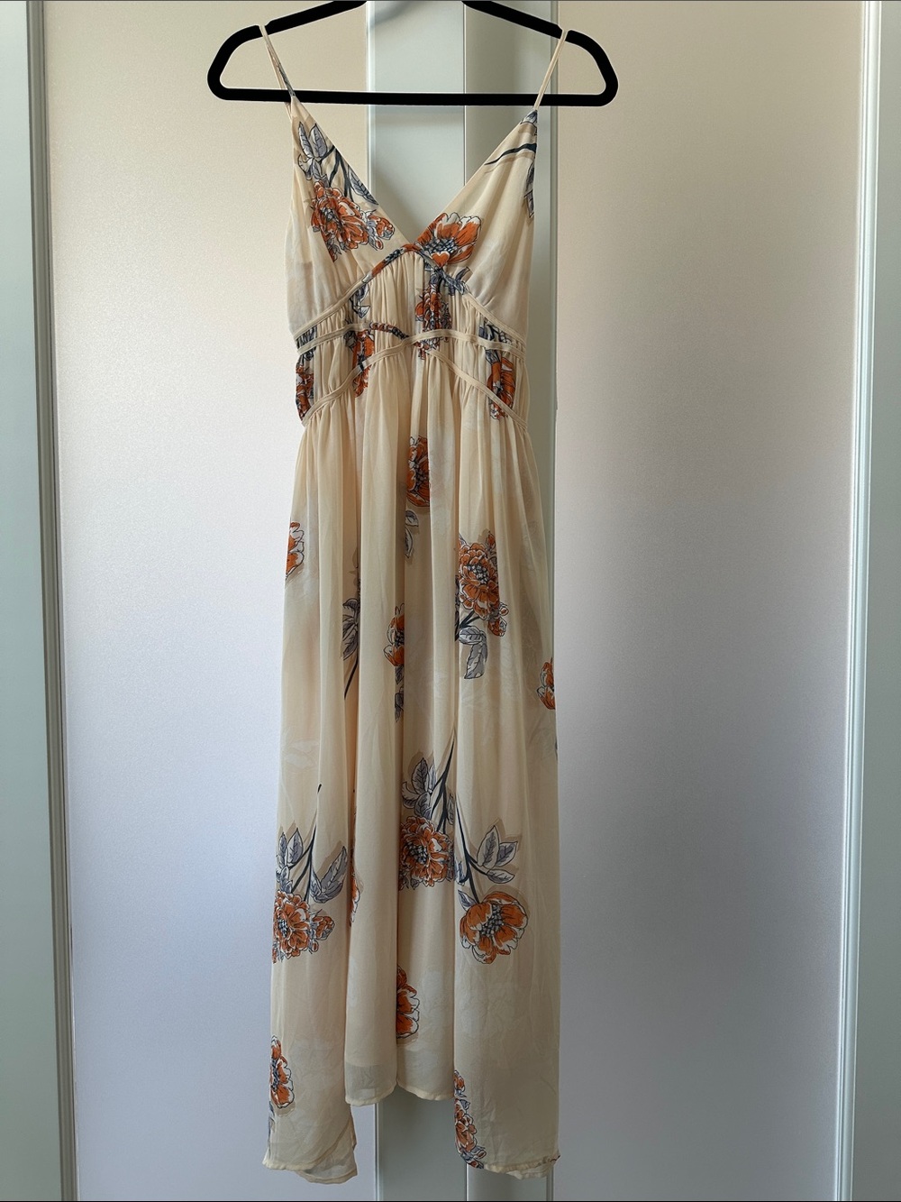 Astr Cream Maxi Dress with Orange Floral Print